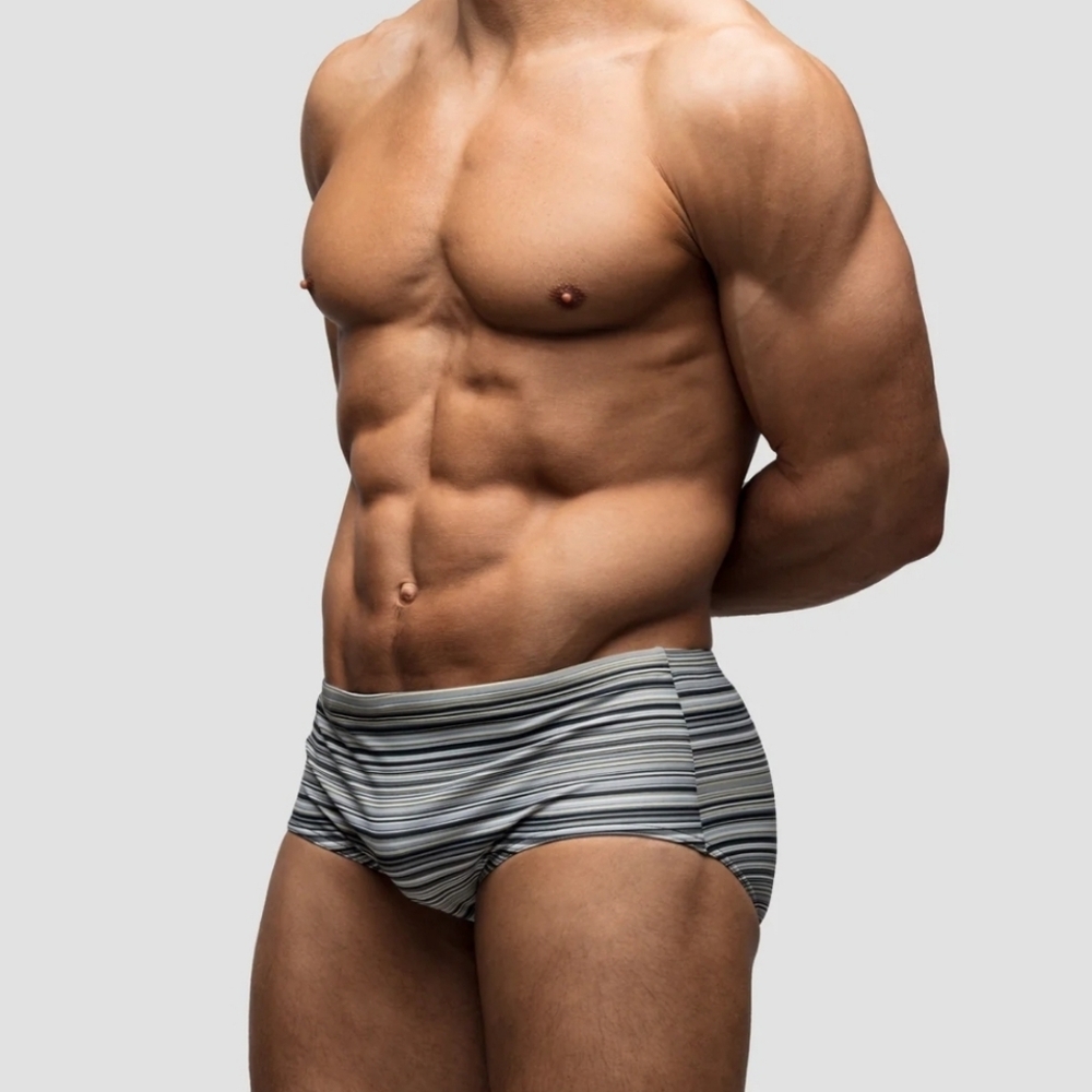 Striped Men's Swim Briefs - Picture 2 of 3